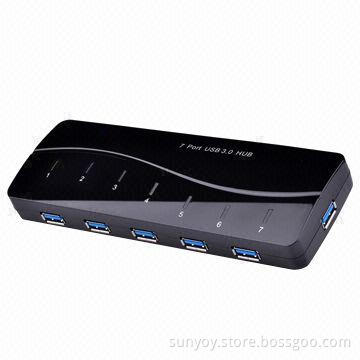 7-port Compact Super-speed USB 3.0 Hub with DC Socket